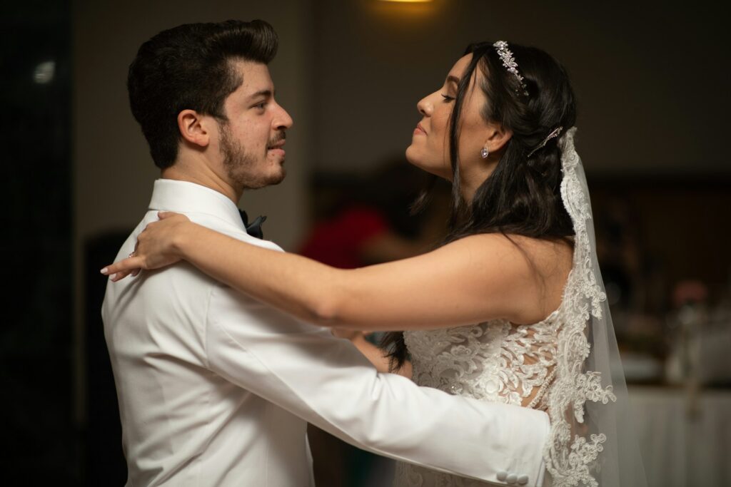 Bride and groom sharing their first dance at an Amalfi Coast wedding.